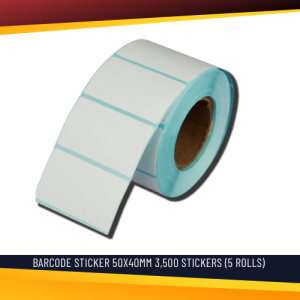 BARCODE STICKER 50X40MM 3,500 STICKERS (5  ROLLS) 